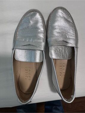 Jamie Haller Metallic Silver Penny Loafers - Women's RARE